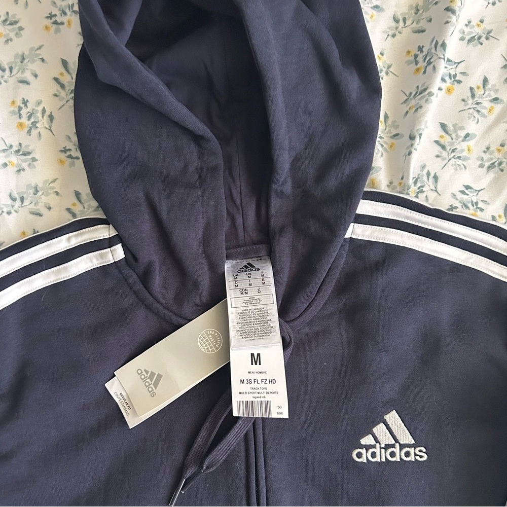 Adidas Men's Essentials 3-Stripes Fleece Full Zip Hoodie